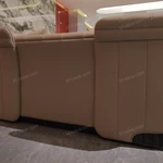 Modern Luxury Curved Sofa with High-Gloss Natural Wood Veneer, Precision Vertical Stitching Craftsmanship & Ergonomic Wrap-Around Design